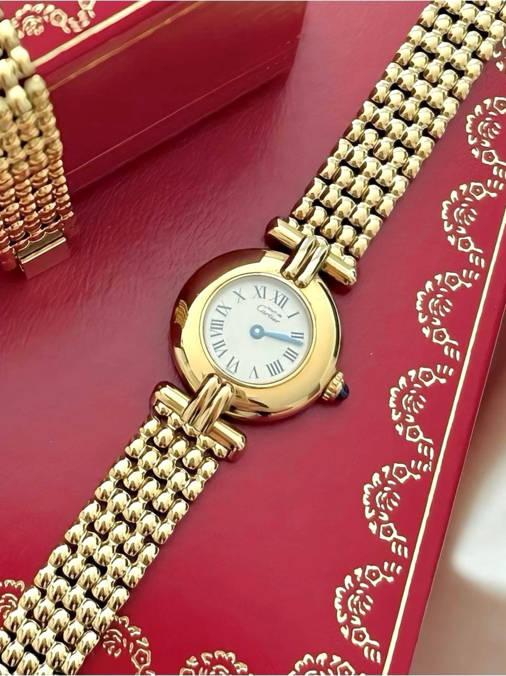 AUTHENTIC RARE VINTAGE CARTIER GOLD WATCH - WITH BOX